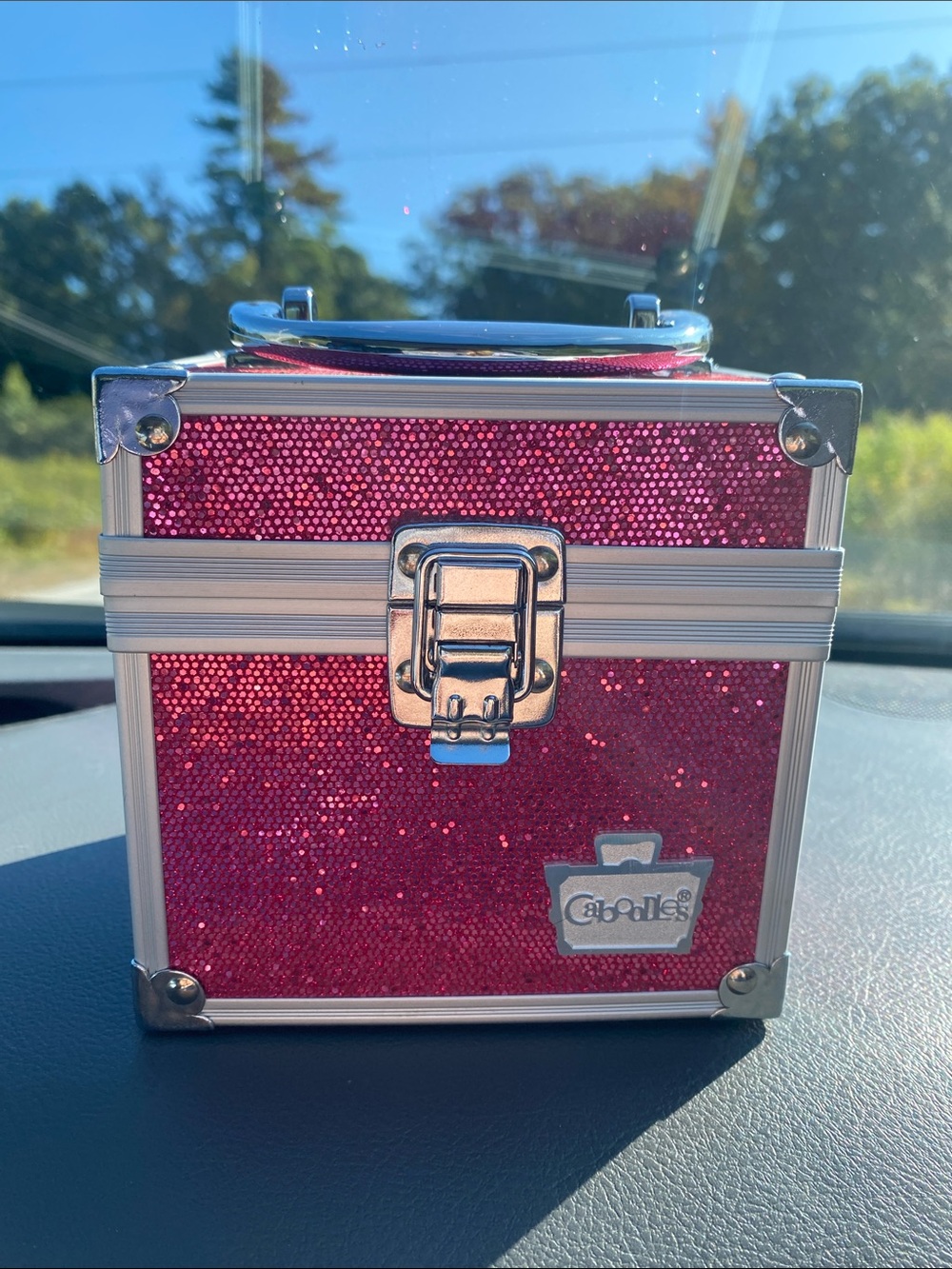 Caboodles jewelry or makeup sparkling fuschia hard case